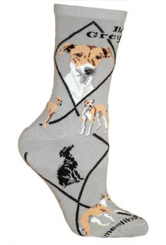 Hunde Rasse Socken: Italian Greyhound -grau-L