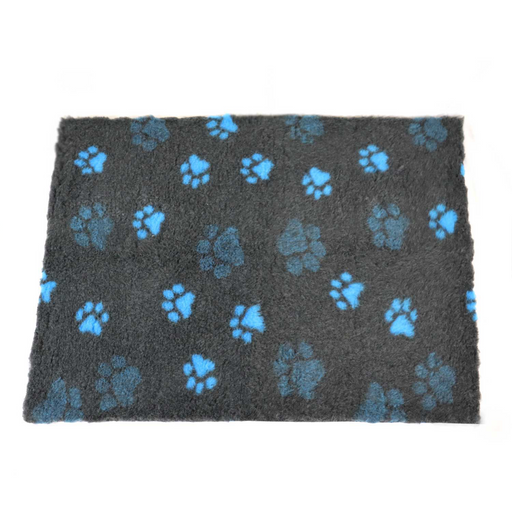 ProFleece Hundedecke anthrazit mit blauen Pfoten - rutschfest