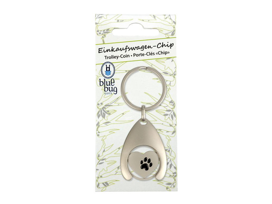 Bluebug Schlüsselanhänger mit Einkaufswagen-Chip - Herz mit Pfote-bluebug-Tierisch-tolle-Geschenke