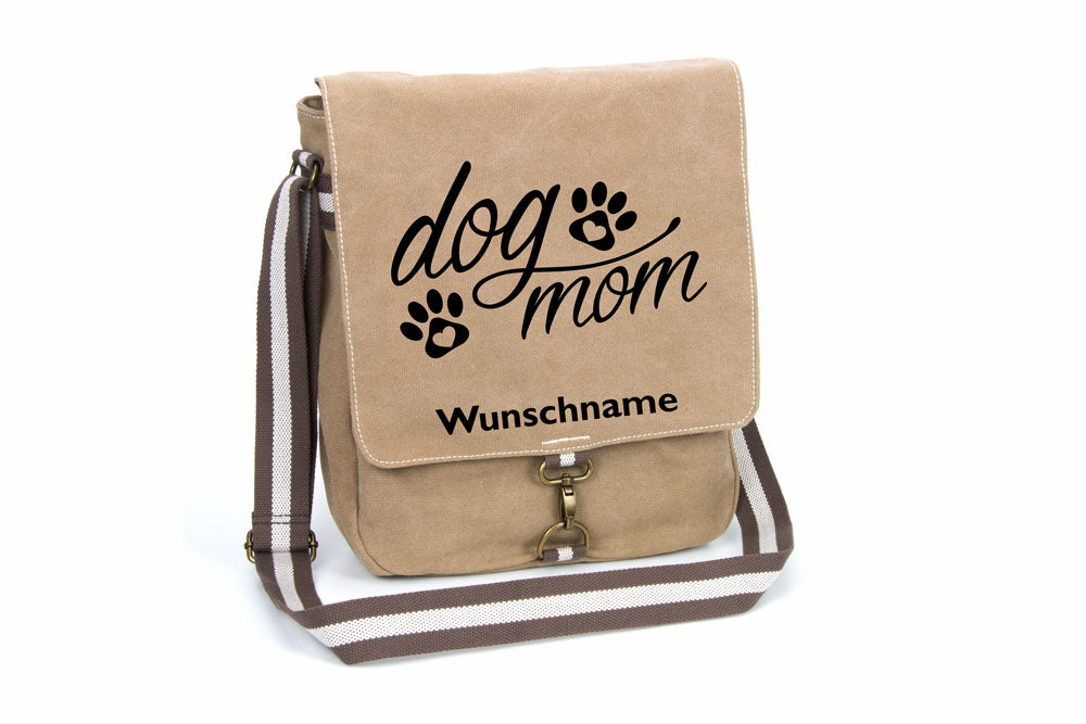 Dog mom - Canvas Schultertasche Tasche mit Namen