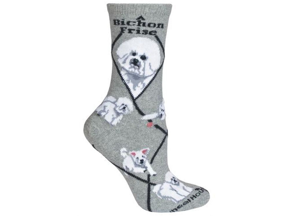 Hunde Rasse Socken: Bichon Frise -grau-L