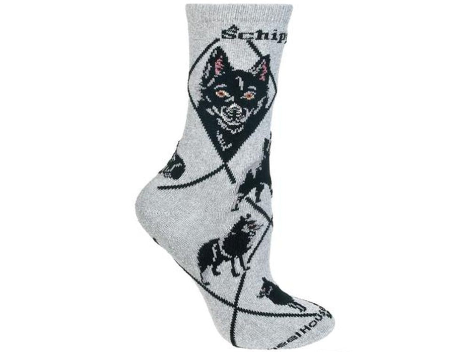 Hunde Rasse Socken: Schipperke -grau-