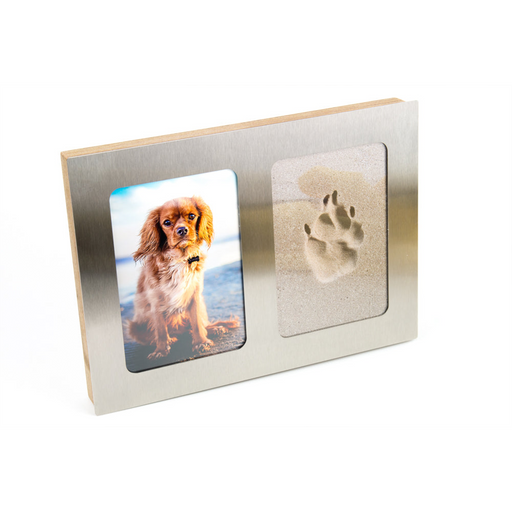 3D Pfotenabdruck Set Hund & Katze inkl. Bilderrahmen - Edelstahl