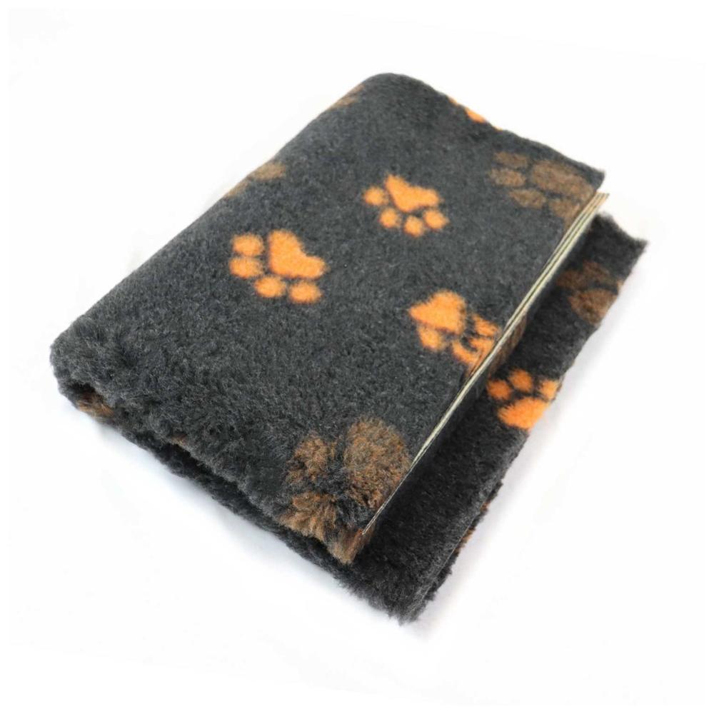 ProFleece Hundedecke anthrazit mit orangenen Pfoten - Tierisch tolle Geschenke