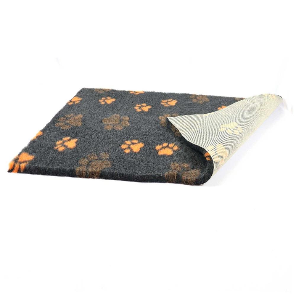 ProFleece Hundedecke anthrazit mit orangenen Pfoten - Tierisch tolle Geschenke