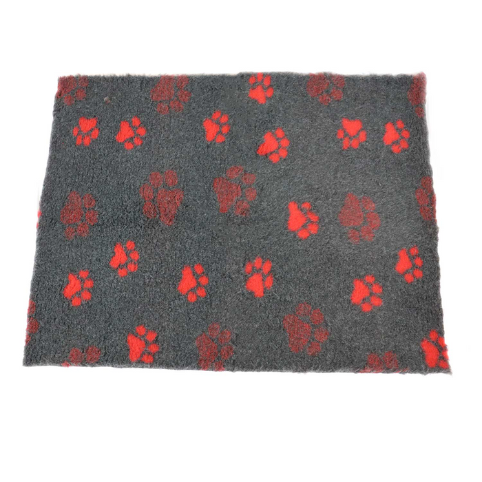 ProFleece Hundedecke anthrazit mit roten Pfoten - rutschfest-3-tierisch-tolle-geschenke
