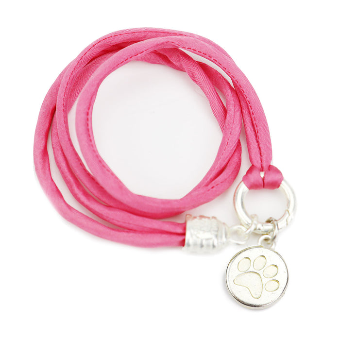SchauTime Seiden - Armband - Pfote - rosa silber- Limited Edition