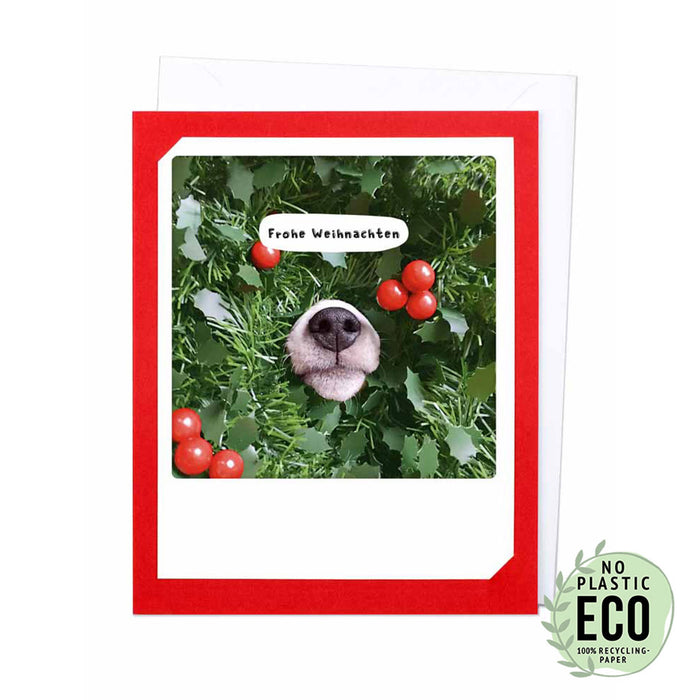 Klapp-Karte frohe Weihnachten Hundeschnauze rot