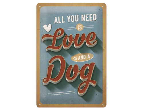 Pfotenschild Retro Blechschild: Love Dog 20 x 30-Pfotenschild-Tierisch-tolle-Geschenke