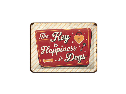 Pfotenschild Retro Blechschild: Key to Happiness 20 x 15-Pfotenschild-Tierisch-tolle-Geschenke