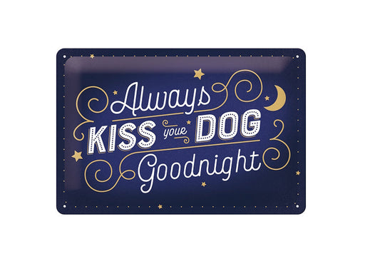 Pfotenschild Retro Blechschild: Kiss Your Dog 30 x 20-Pfotenschild-Tierisch-tolle-Geschenke