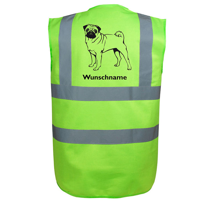 Mops stehend - Hundesport Warnweste Sicherheitsweste mit Hundemotiv-Tierisch-tolle Geschenke-Tierisch-tolle-Geschenke