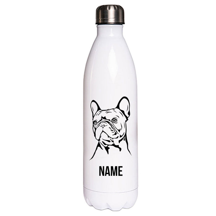 Französische Bulldogge 2 - Edelstahl Thermosflasche 750 ml mit Namen-Tierisch-tolle Geschenke-Tierisch-tolle-Geschenke