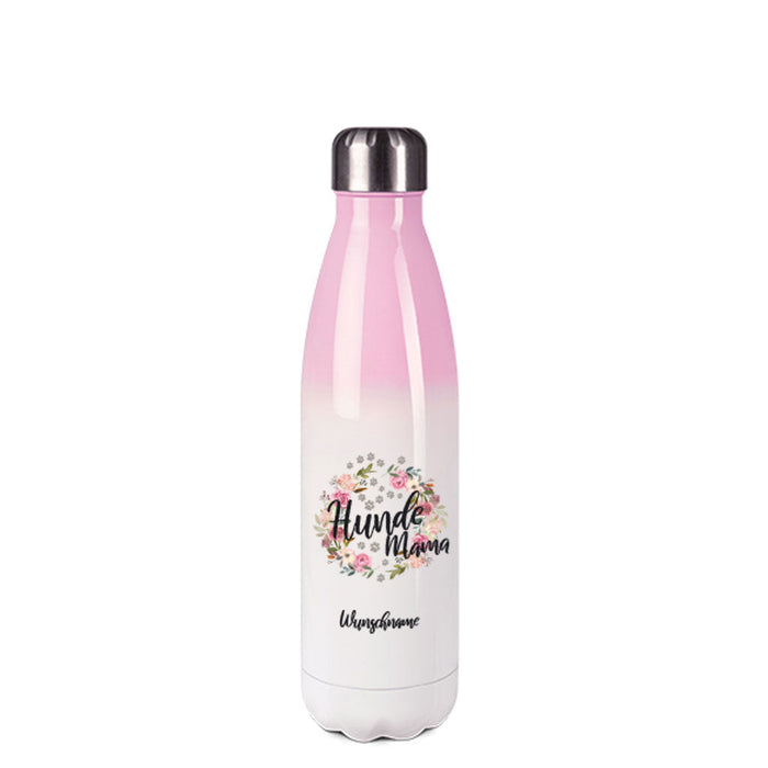 Hundemama - Edelstahl Thermosflasche 500 ml Rosa mit Wunschname-Tierisch-tolle Geschenke-Tierisch-tolle-Geschenke