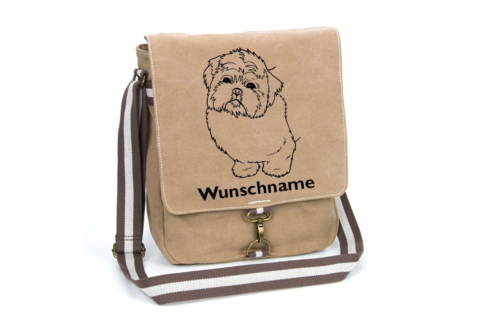 Shih Tzu 2 Canvas Schultertasche Tasche mit Hundemotiv und Namen