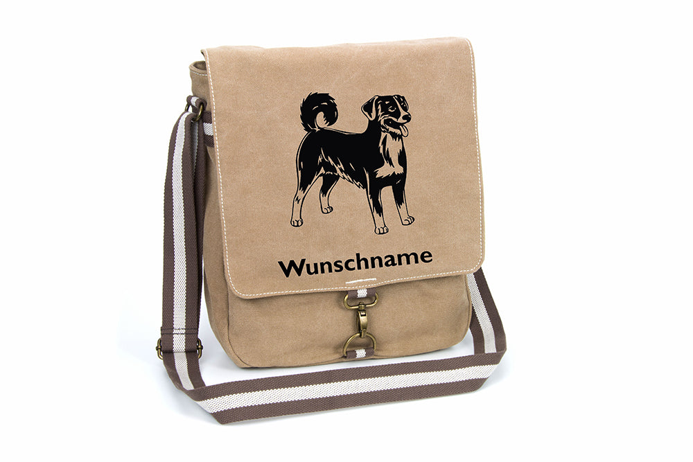 Appenzeller Sennenhund Canvas Schultertasche Tasche mit Hundemotiv und Namen