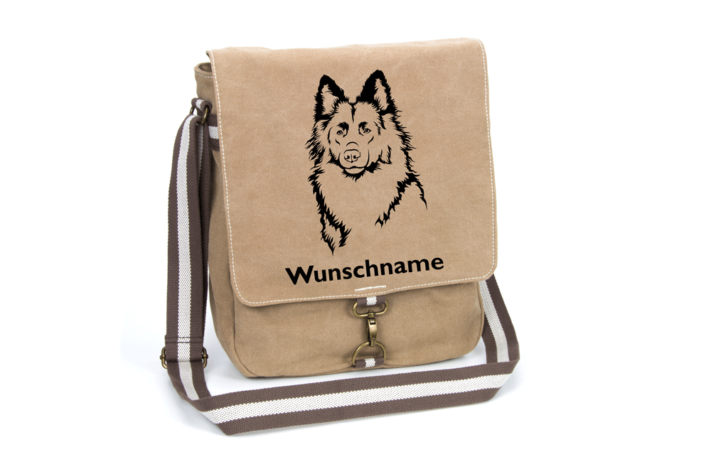 Altdeutscher Schäferhund Canvas Schultertasche Tasche mit Hundemotiv und Namen