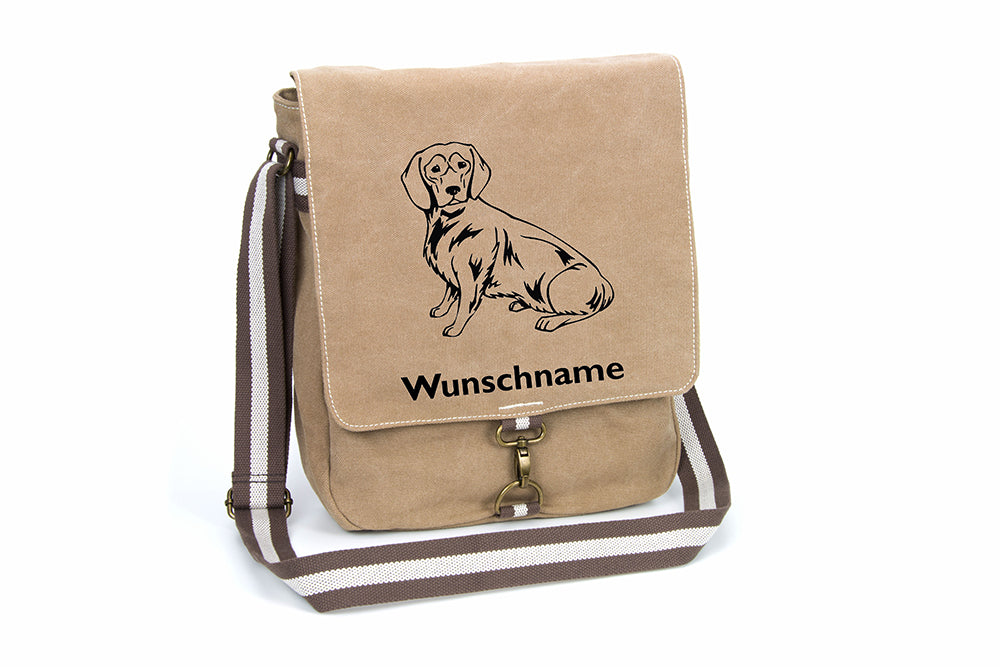 Alpenländische Dachsbracke Canvas Schultertasche Tasche mit Hundemotiv und Namen