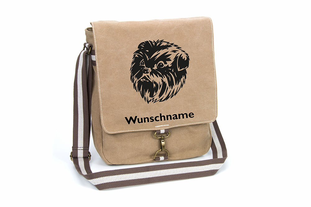 Affenpinscher Canvas Schultertasche Tasche mit Hundemotiv und Namen