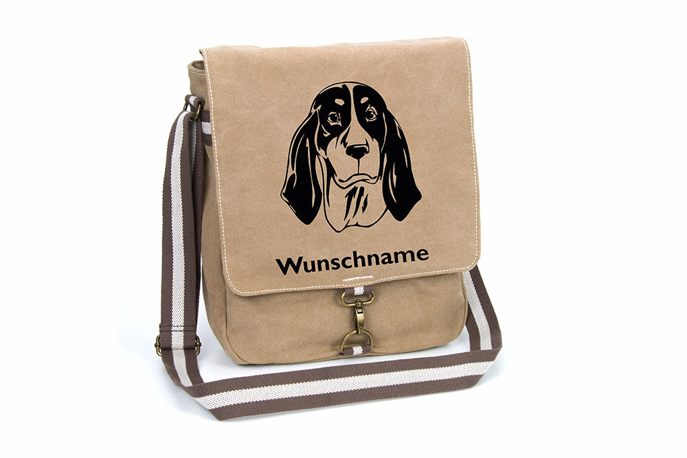 Ariégeois Canvas Schultertasche Tasche mit Hundemotiv und Namen