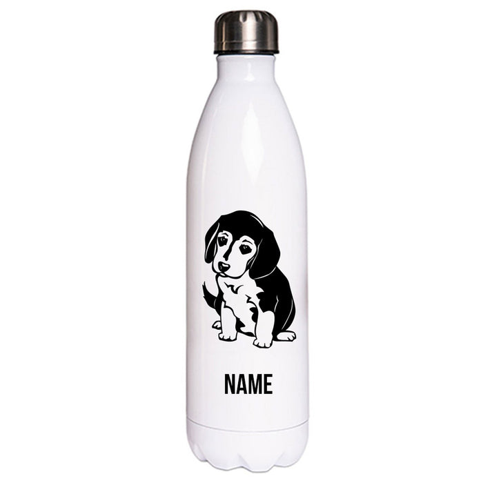 Beagle 3 Welpe - Edelstahl Thermosflasche 750 ml mit Namen-Tierisch-tolle Geschenke-Tierisch-tolle-Geschenke