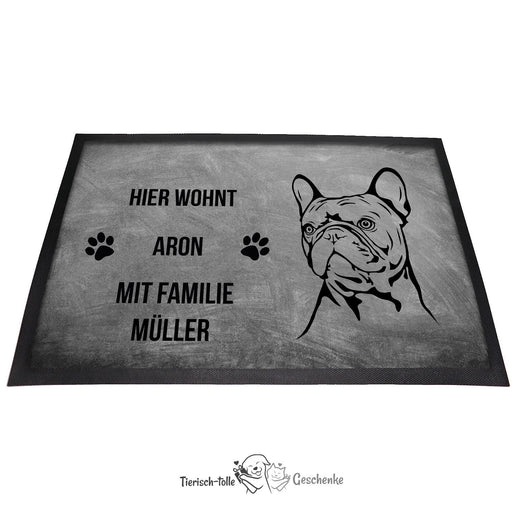 Französische Bulldogge 2 - Fußmatte - Schmutzfangmatte - 40 x 60 cm-Tierisch-tolle Geschenke-Tierisch-tolle-Geschenke