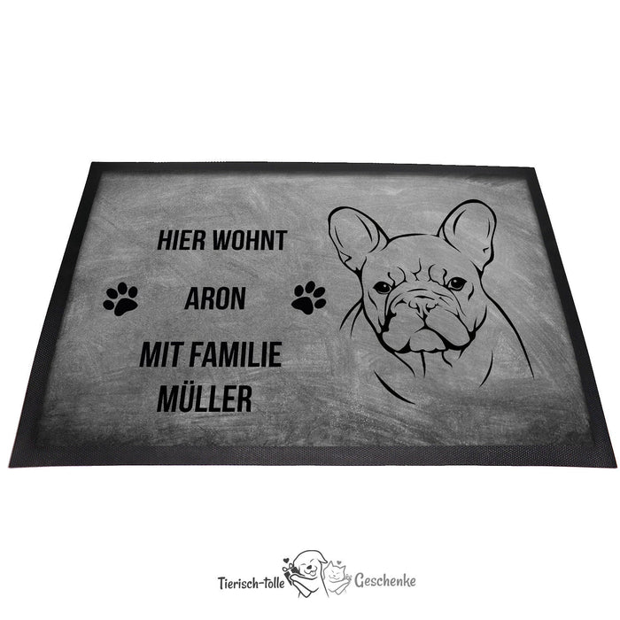 Französische Bulldogge - Fußmatte - Schmutzfangmatte - 40 x 60 cm-Tierisch-tolle Geschenke-Tierisch-tolle-Geschenke