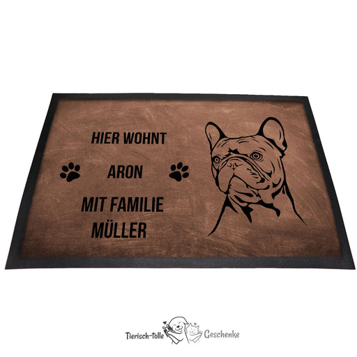 Französische Bulldogge 2 - Fußmatte - Schmutzfangmatte - 40 x 60 cm-Tierisch-tolle Geschenke-Tierisch-tolle-Geschenke