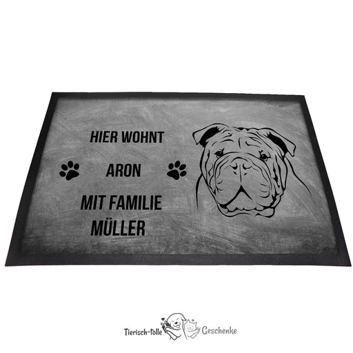 Englische Bulldogge - Fußmatte - Schmutzfangmatte - 40 x 60 cm-Tierisch-tolle Geschenke-Tierisch-tolle-Geschenke