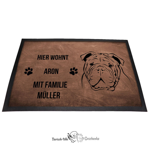 Englische Bulldogge - Fußmatte - Schmutzfangmatte - 40 x 60 cm-Tierisch-tolle Geschenke-Tierisch-tolle-Geschenke