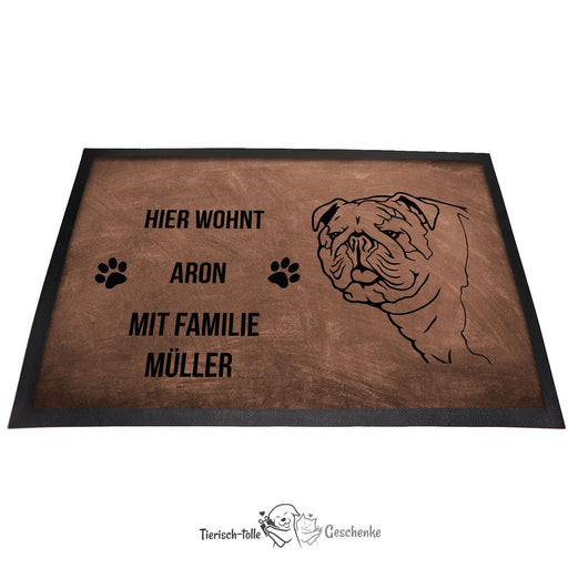 Bulldogge - Fußmatte - Schmutzfangmatte - 40 x 60 cm-Tierisch-tolle Geschenke-Tierisch-tolle-Geschenke