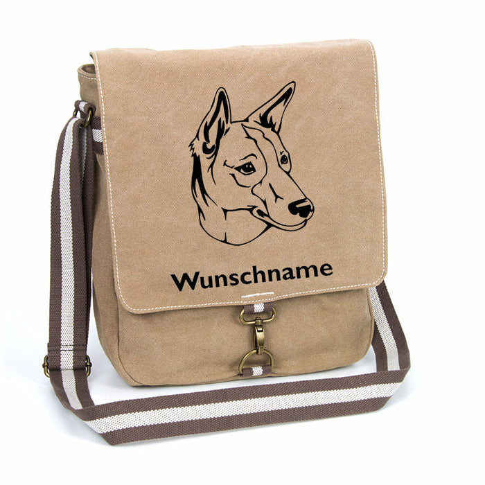 Podenco Canvas Schultertasche Tasche mit Hundemotiv und Namen