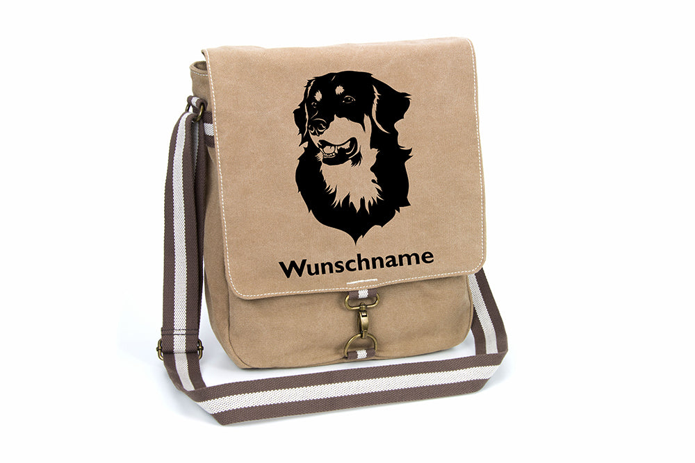 Hovawart Canvas Schultertasche Tasche mit Hundemotiv und Namen