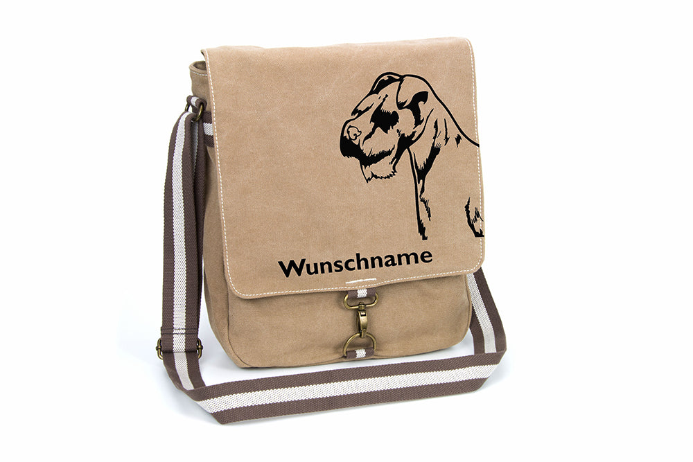 Zwergschnauzer Canvas Schultertasche Tasche mit Hundemotiv und Namen