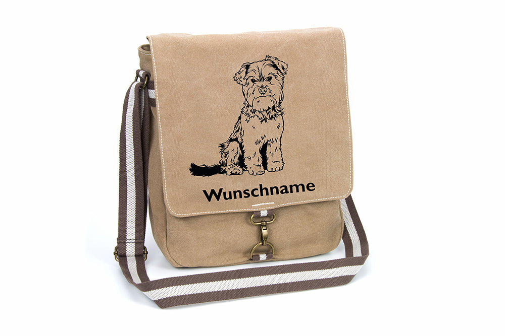 Yorkshire Terrier 2 Canvas Schultertasche Tasche mit Hundemotiv und Namen