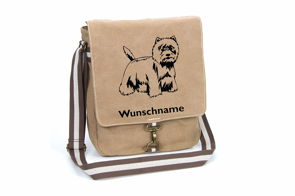 West Highland White Terrier 3 Canvas Schultertasche Tasche mit Hundemotiv und Namen
