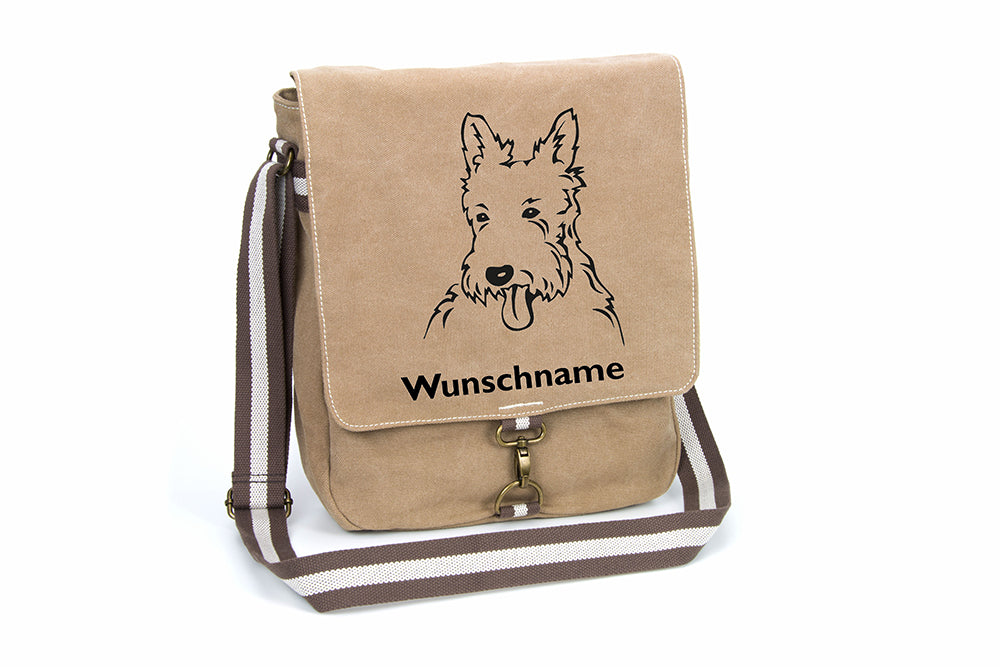 West Highland White Terrier Canvas Schultertasche Tasche mit Hundemotiv und Namen