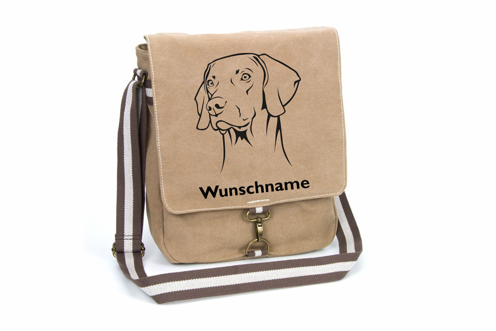 Weimaraner 4 Canvas Schultertasche Tasche mit Hundemotiv und Namen