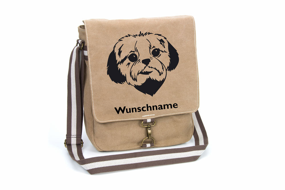 Shih Tzu Canvas Schultertasche Tasche mit Hundemotiv und Namen