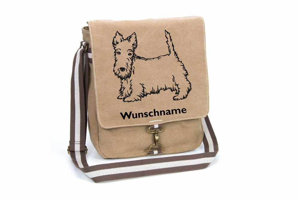 Scottish Terrier 3 Canvas Schultertasche Tasche mit Hundemotiv und Namen