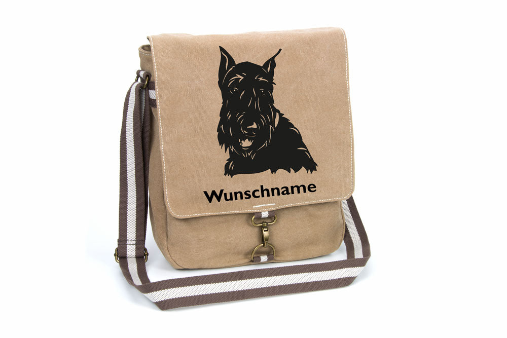 Scottish Terrier 2 Canvas Schultertasche Tasche mit Hundemotiv und Namen