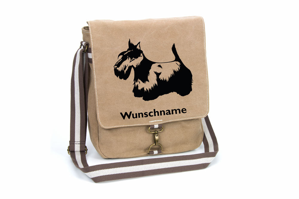 Scottish Terrier Canvas Schultertasche Tasche mit Hundemotiv und Namen