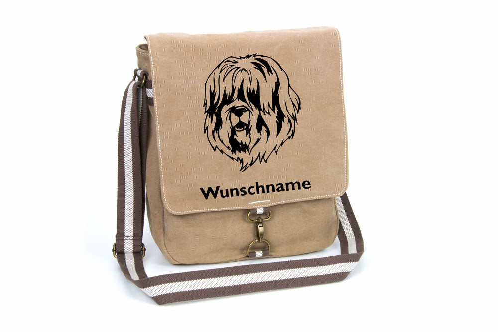 Schafpudel Canvas Schultertasche Tasche mit Hundemotiv und Namen
