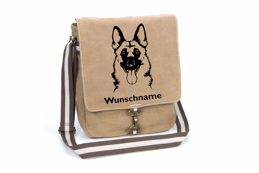 Schäferhund 7 Canvas Schultertasche Tasche mit Hundemotiv und Namen