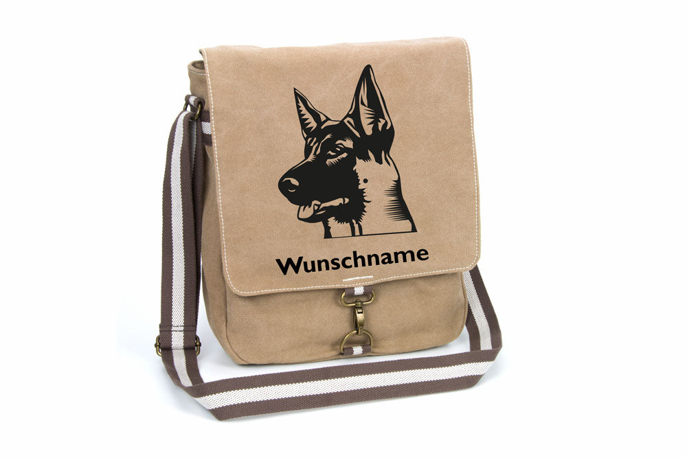 Schäferhund 6 Canvas Schultertasche Tasche mit Hundemotiv und Namen