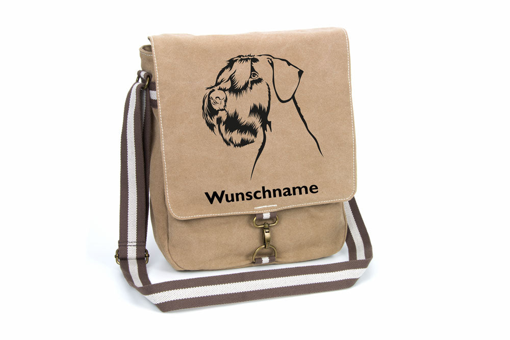 Riesenschnauzer 1 Canvas Schultertasche Tasche mit Hundemotiv und Namen