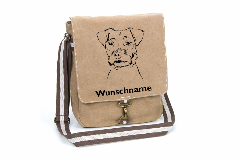 Jack Russell Terrier 2 Canvas Schultertasche Tasche mit Hundemotiv und Namen