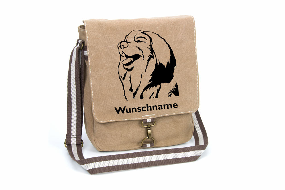 Leonberger Canvas Schultertasche Tasche mit Hundemotiv und Namen