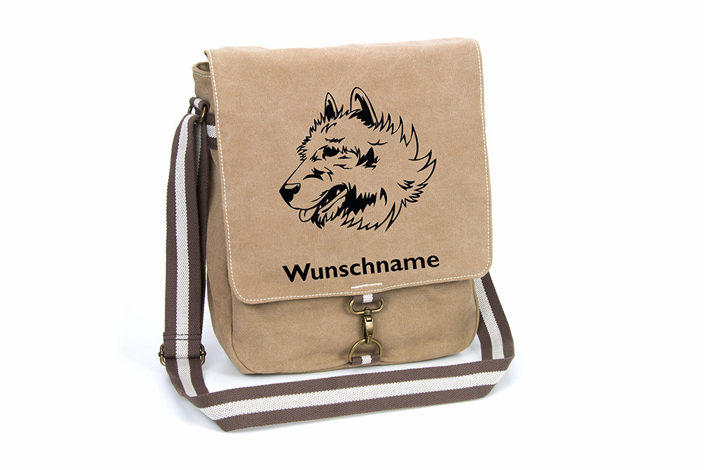 Belgischer Schäferhund Laekenois Canvas Schultertasche Tasche mit Hundemotiv und Namen