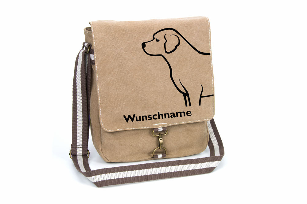 Labrador Retriever 2 Canvas Schultertasche Tasche mit Hundemotiv und Namen